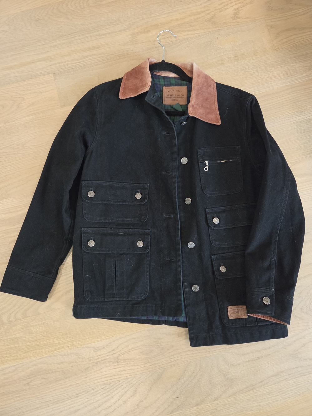 Ralph Lauren Black Field Jacket with Brown Collar